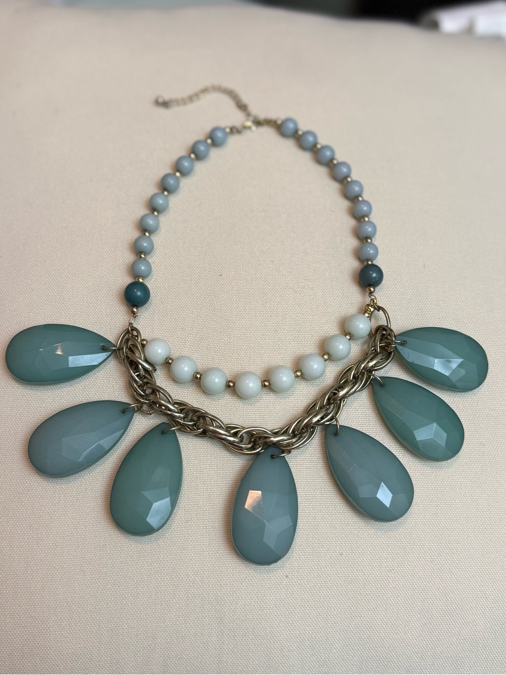 Elegant Teal Teardrop Statement Necklace - Women Jewelry